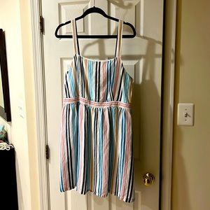 Loft linen striped dress size L